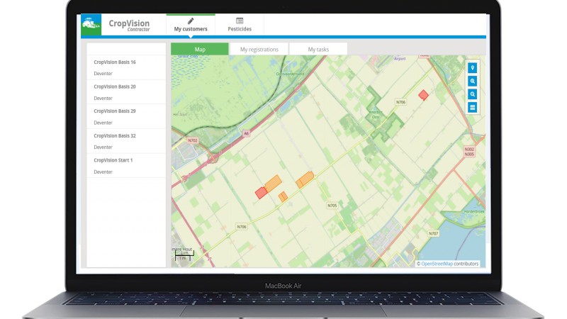 In CropVision Contractor is de loonsproeier in staat al zijn of haar taken direct te registreren in een online omgeving.