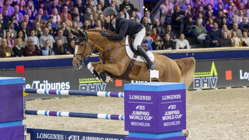 Gilles Thomas en Qalista DN deden de Nekkerhal kolken na hun zege in de Longines FEI World Cup Jumping.