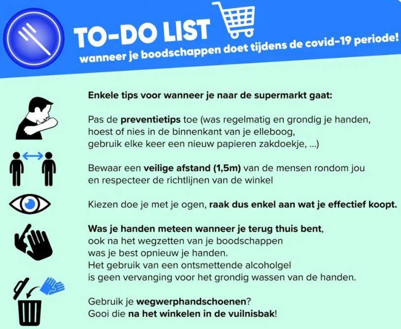 Het FAVV maakte een to-do-lijstje met tips bij het boodschappen doen.