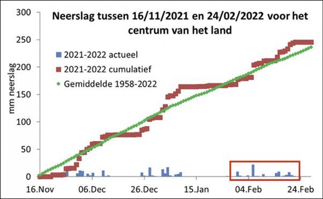 Figuur 3: cumulatieve neerslag winter 2021-2022