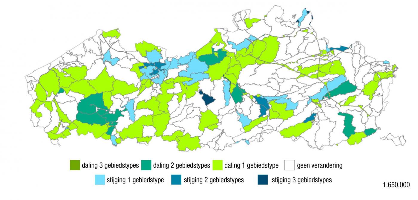 Figuur 2: Wijziging in gebiedstypes ten opzichte van gebiedstypes 2021-2022.