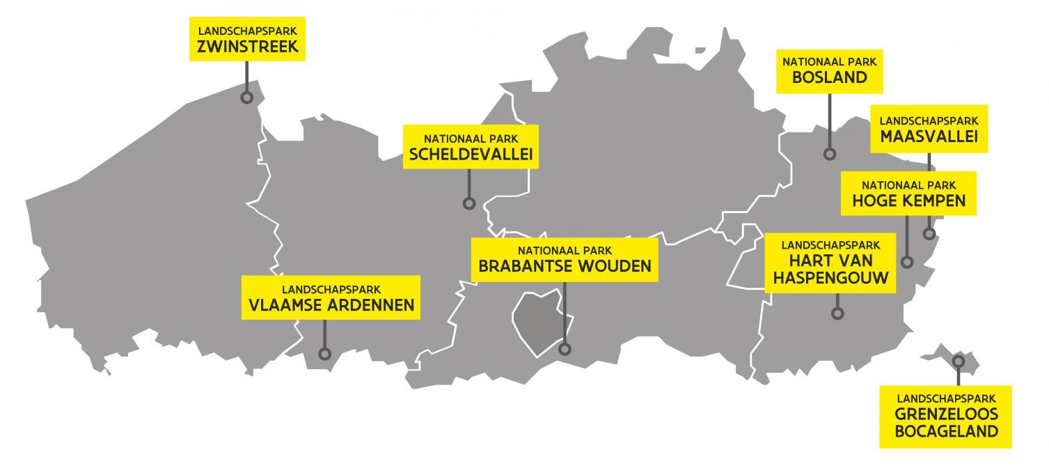 De Vlaamse regering heeft op 13 oktober deze 9 Vlaamse Parken erkend.