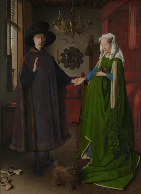 Een paar ‘patijnen’, de voorloper van deklomp, zijn te zien op de voorgrond van het ‘Portret van Giovanni Arnolfini en zijn vrouw’ van Jan van Eyck (1434).