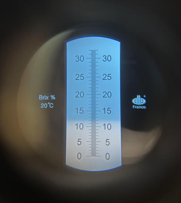 Voorbeeld van slechte biest, gemeten met de Brix-meter.