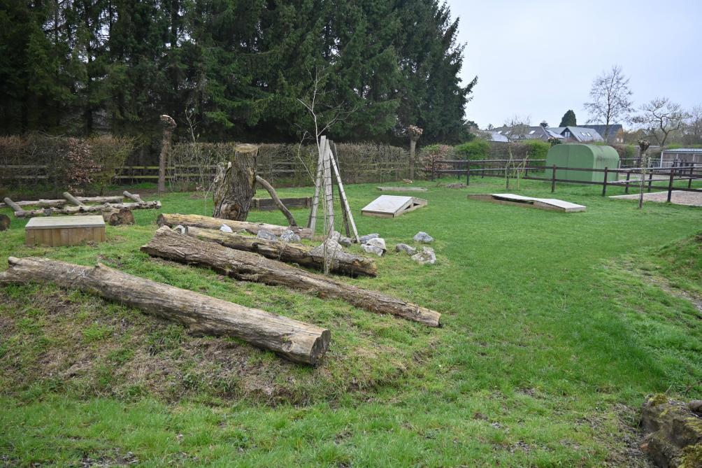 Het parcours laat obstakels zien waar paarden van kunnen schrikken.