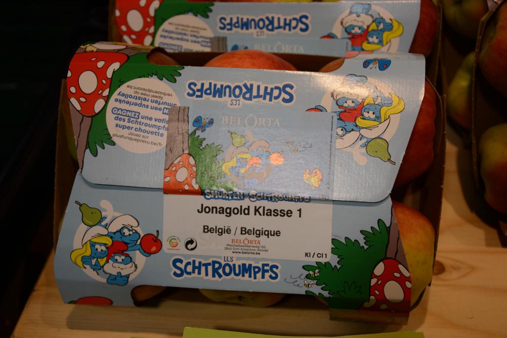 BelOrta startte in oktober met een leuk ogende Smurfenverpakking voor appelen en peren.