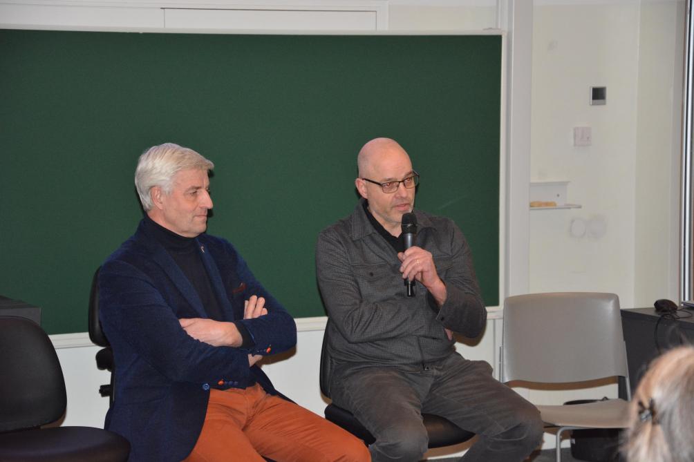 ABS-voorzitter Hendrik Vandamme en de Nederlandse melkveehouder Jos Verstraten reflecteerden op de interactie tussen de jonge boeren en de auteurs van het boek.
