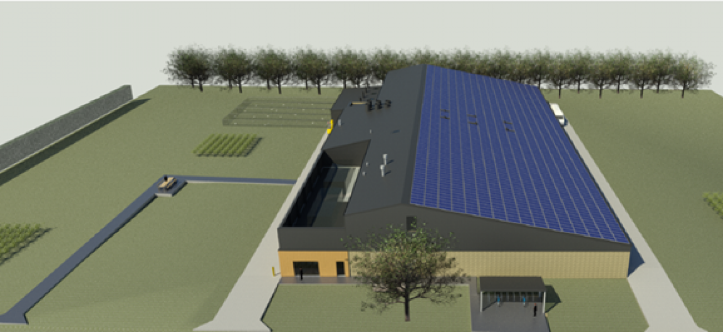 De nieuwbouw vervangt 6 oude energieverslindende, niet-ammoniakemissiearme proefstallen die werden afgebroken.