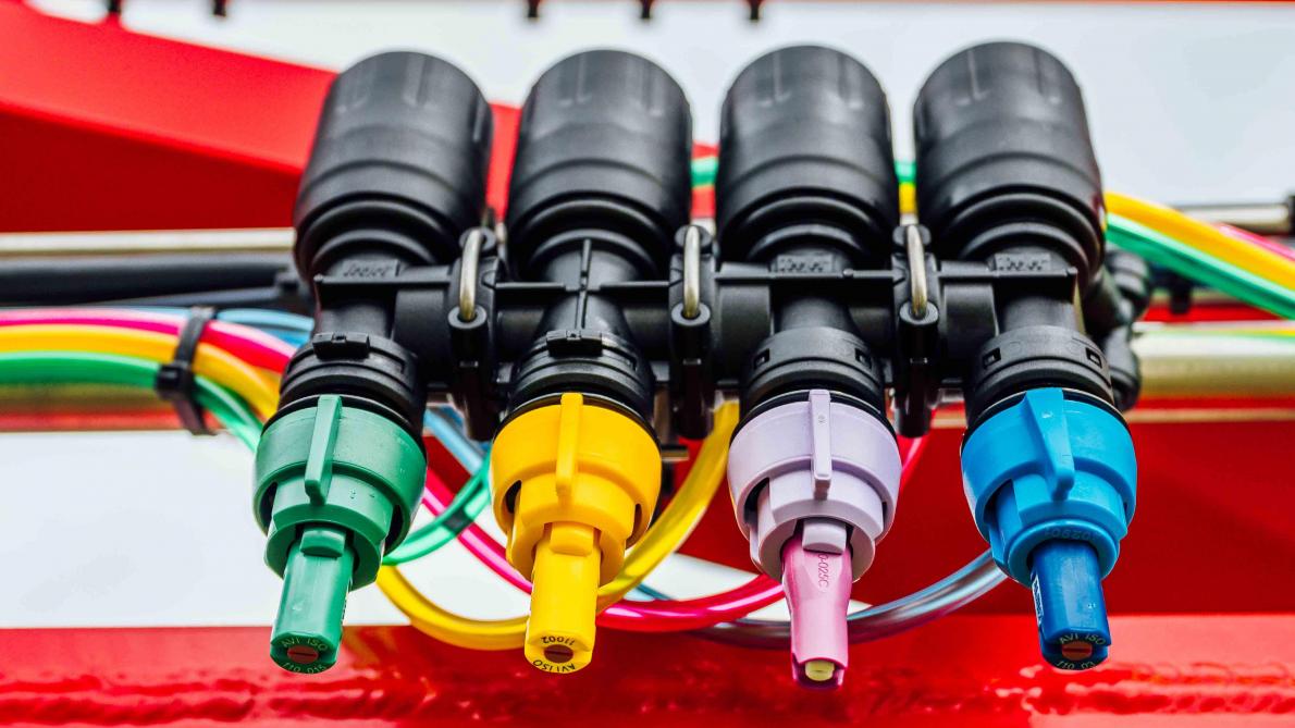 Vario-Select spuitdoppenwisselsysteem zorgt voor 16 verschillende mogelijkheden.