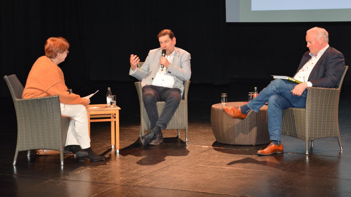 In een sofagesprek met moderator Dannie Welvaert schetsten Bart Dochy en Marc Ballekens de sterktes, uitdagingen en kansen van onze landbouw.