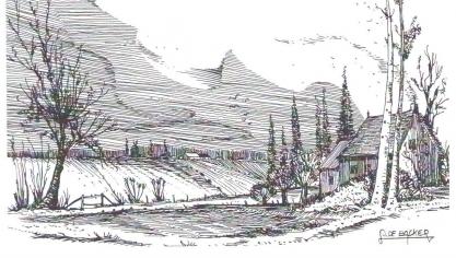 Plattelandsdichter Jozef Vandromme uit Geluwe schreef voor elk seizoen een echt buitengedicht. De tekening is van de hand van Laurent De Backer.