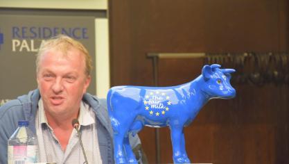 Erwin Schöpges bij een betoging in Brussel.