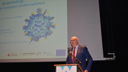 Eurocommissaris Phil Hogan verdedigde onlangs in Wuustwezel het nieuwe GLB.