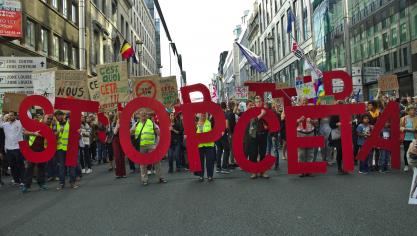 CETA leverde al diverse protesten op, zoals hier in Brussel.