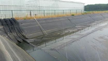 Bijna uitgeput bassin naast de serre