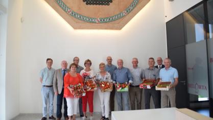 Van links naar rechts: Raf De Vis, Luc Peeters, Marja Van Dessel, Rudy Verbruggen, Sonia Smets, Lisette De Groof, Dirk Uytterhoeven, Jan Smets, Dominiek Devisch, Frans De Laet, Chris De Pooter en Dirk Bertels