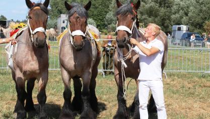Benjamin Kusé behaalde met zijn lot van drie de eerste prijs op het Vlaams kampioenschap in Meldert. Op de foto herkennen kleinzoon Benjamin Kusé.