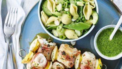 2019-01-18 Visbrochette van wijting en roodbaars met een groene pastasalade (2)