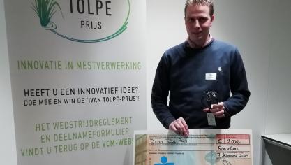 Tim Keysers won gisterenavond de derde Ivan Tolpe-prijs voor de innovatieve water- en nutriëntenrecuperatietechniek NPirriK.