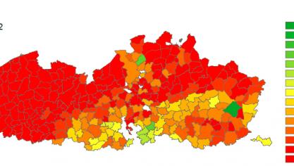Het grootste deel van de Vlaamse percelen zit boven de streefzone, zeker in West- en Oost-Vlaanderen. Enkel in de leemstreek  is het wat beter gesteld met de percelen.