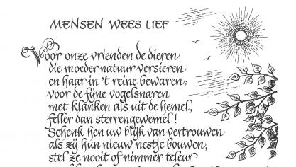 Plattelandsdichter Jozef Vandromme uit Geluwe schreef voor elke maand van het jaar een echt buitengedicht. De tekening is van de hand van Frans Lasure.