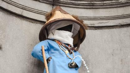 Manneken Pis tijdens Wereldmelkdag 2018.