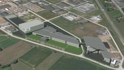 Een ‘artist impression’ van de te bouwen fabriek