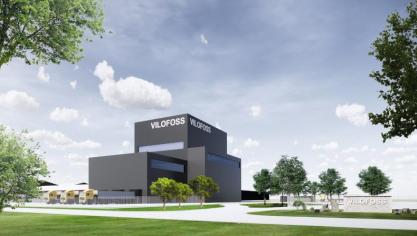 Een artist-impression van de nieuw te bouwen fabriek.