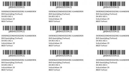 Let erop: de stickers met antwoordcode zijn enkel bestemd voor de verzending van BVD-oorweefselsmonsters binnen het BVD-programma.