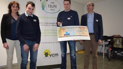 In 2019 won Tim Keysers (tweede van rechts), uitbater van biogasinstallatie Arbio. Hij ontwikkelde de innovatieve technologiecascade ‘NPirriK’.