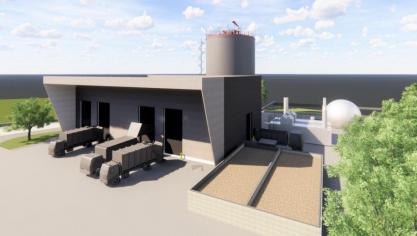 De nieuwe in stallatie van EcoWerf zal naast compost ook elektriciteit en warmte leveren.