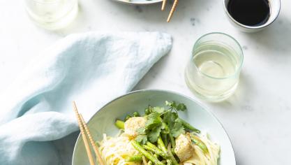 Wok met zeewolf en groene groenten