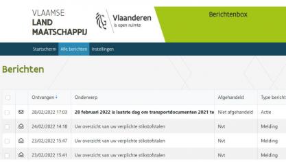 De berichten in de berichtenbox worden onderverdeeld in actieberichten, belangrijke meldingen en overige berichten.