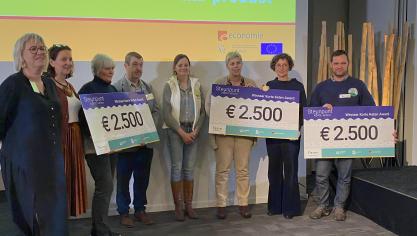 De winnaars van de Korte Keten-award kregen hun prijs overhandigd op Agriflanders.