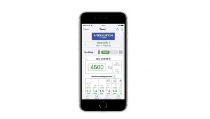 Er is een nieuwe smartphone-app die helpt om de juiste bandenspanning te vinden voor landbouwbanden van verschillende merken.