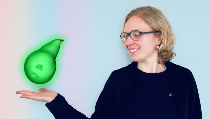 Onderzoeker Astrid Tempelaere: Door fruit automatisch te scannen op de sorteerband hoef je geen gezonde appel of peer meer weg te gooien.”