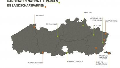 Er werden liefst 5 kandidaturen ingediend voor erkenning als Nationaal Park Vlaanderen en 6 kandidaturen voor het statuut van Landschapspark.