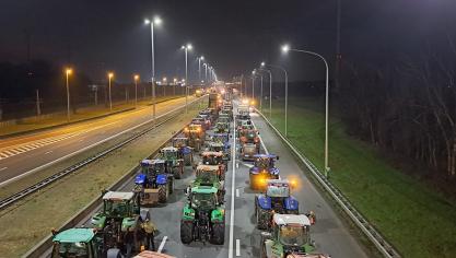 Vlaamse en Nederlandse boeren blokkeren sinds deze nacht de E19 in Meer.