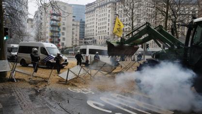 Boeren protesteren maandag 26 februari in Brussel in het kader van een Europese landbouwtop. Er vonden al verschillende incidenten plaats.