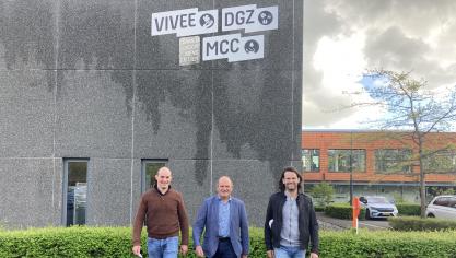 V.l.n.r. Pieter Obin, voorzitter van DGZ; Marcel Heylen, voorzitter van Vivee en Tom Van Nespen, voorzitter van MCC.