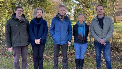 Het WeComV bestaat sinds kort uit 8 leden, v.l.n.r. Christophe Walgraeve (UGent), Eveline Volcke (UGent), Sam De Campeneere (ILVO), Veerle Fievez (UGent), Gert Otten (VITO) en niet op de foto: Johan Buyse (KU Leuven), Peter Demeyer (KU Leuven) en Ben Aernouts (KU Leuven).
