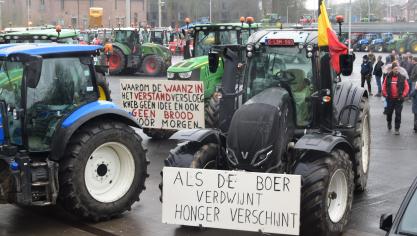 Op 29 februari protesteerden boeren in Brugge tegen de plannen voor een natuurbeheerplan voor de IJzer- en Handzamevallei.