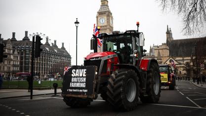 Boeren voeren op 10 februari voor de Big Ben actie tegen veranderingen aan de regels voor successierechten voor boerderijen.