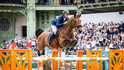 Grégory Wathelet en Bond James Bond de Hay pakten de derde podiumplaats in de Saut Hermès 1,55 m.