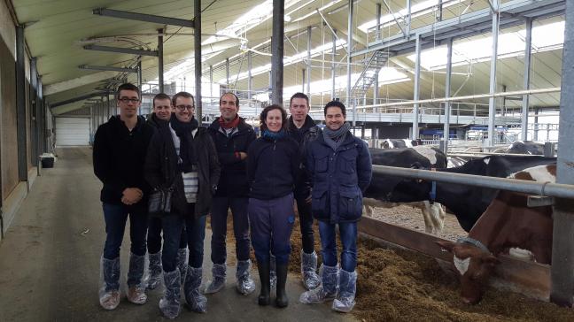 Op de foto (v.l.n.r.): Benoit Rouille (IDELE), Eric Froidmont (CRA-W), Simon Fourdin (IDELE), Eddy Decaesteker (Inagro), Leen Vandaele (ILVO), Benoit Verriele (ACE) en Sylvain Hennart (CRA-W).