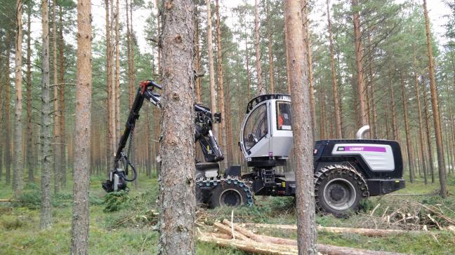 ‘Bosloonwerker’ Kari Virtanen gaf in een bos in het zuiden van Finland een demonstratie met de 8H GT Harvester van Logset.