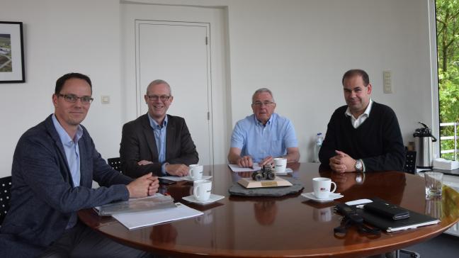Onze gesprekspartners v.l.n.r. Tom Van  Looveren, Jean-Christophe Smeets, Christian Van der Haeghe en Thomas Hoeterickx.