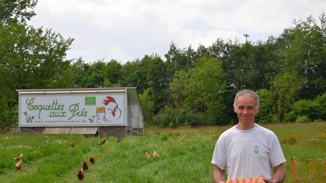 Met het mobiele kippenhok wil de heer Collienne ook andere landbouwers inspireren.