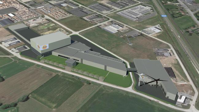 Een ‘artist impression’ van de te bouwen fabriek