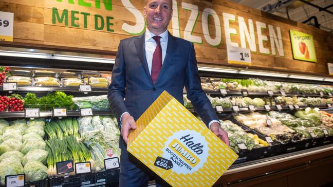 Frits van Eerd, CEO van Jumbo CEO, tijdens de persconferentie in kader van de opening van de eerste Jumbo in België.